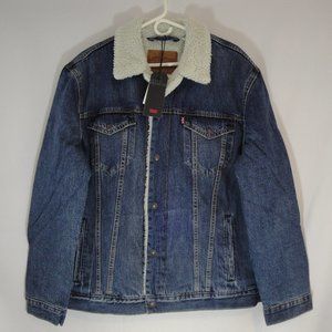 Levis XL Trucker Jacket Premium Sherpa Denim Blue